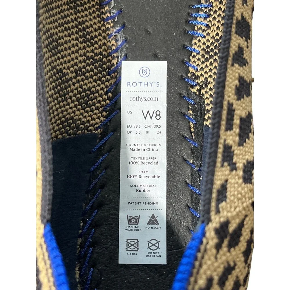 Rothys The Point Leopard Print Flats Women Size 8 Knit Big Cat Tan Black Slip-On - Picture 5 of 10